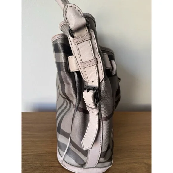 Burberry Beige Smoked Check PVC and Leather Walden Hobo Medium Women's Bag - Picture 5 of 15